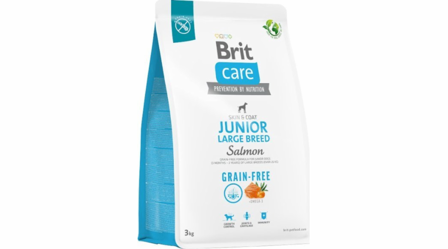 Dry food for young dog (3 months - 2 years) large breeds over 25 kg - Brit Care Dog Grain-Free Junior Large salmon 3kg
