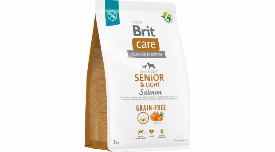 Dry food for older dogs all breeds (over 7 years of age) Brit Care Dog Grain-Free Senior&Light Salmon 3kg