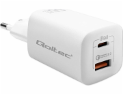 65W GaN ULTRA nástěnná nabíječka | 5-20V | 2,25-3,25A | 1 x USB Type C PD | 1 x USB QC 3.0 | Bílý
