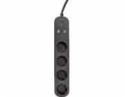 Inteligentní proužek Tuya 4xDE 2xUSB-A 1xUSB-C Černý