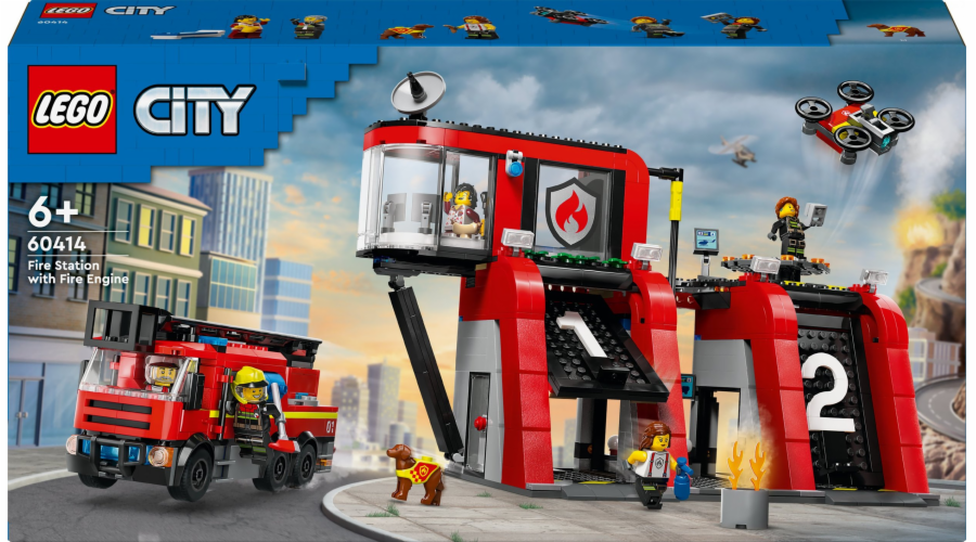 LEGO 60414 City Hasičská stanice s otočným žebříkovým vozidlem, stavebnice