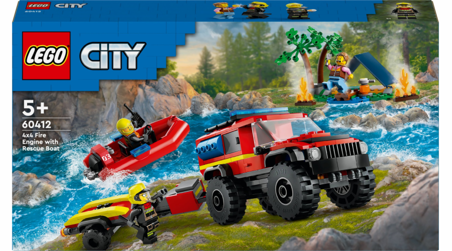 LEGO 60412 City hasičské terénní auto se záchranným člunem, stavebnice