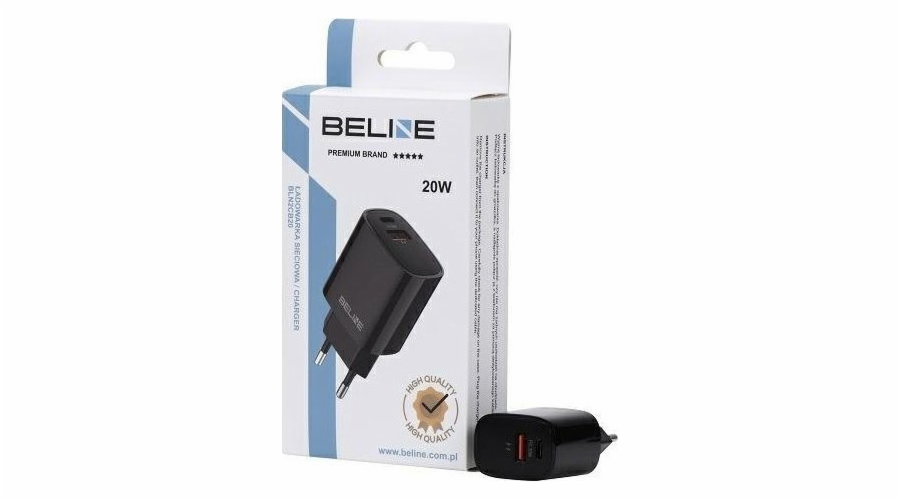 Nabíječka Beline 20W USB-C + USB-A nástěnná nabíječka, černá