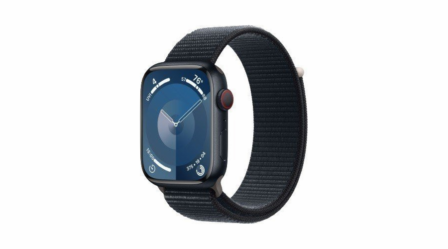 Apple Watch Series 9 GPS + mobilní chytré hodinky, 45mm půlnoční hliníkové pouzdro s půlnočním sportovním páskem
