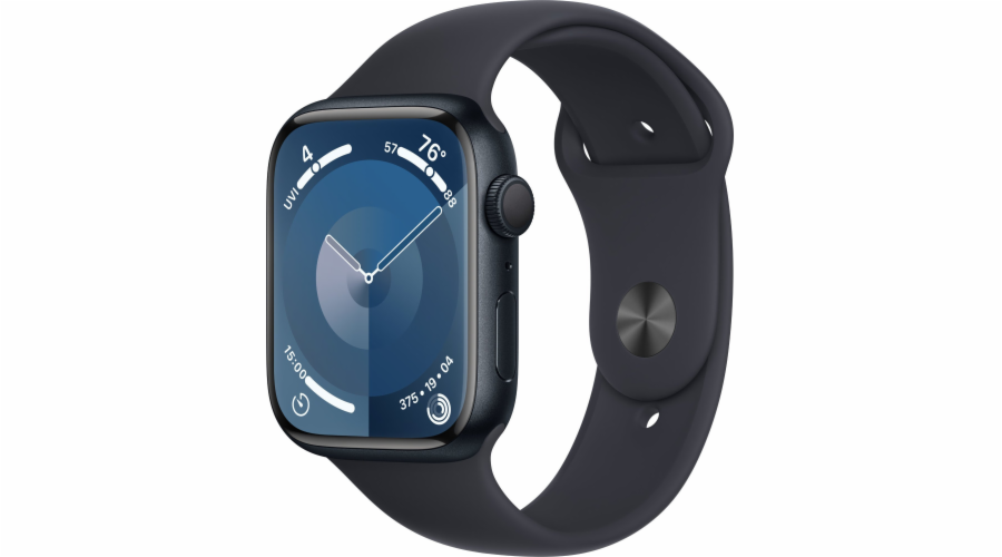 Chytré hodinky Apple Watch Series 9 GPS, 41mm půlnoční hliníkové pouzdro s půlnočním sportovním páskem – M/L