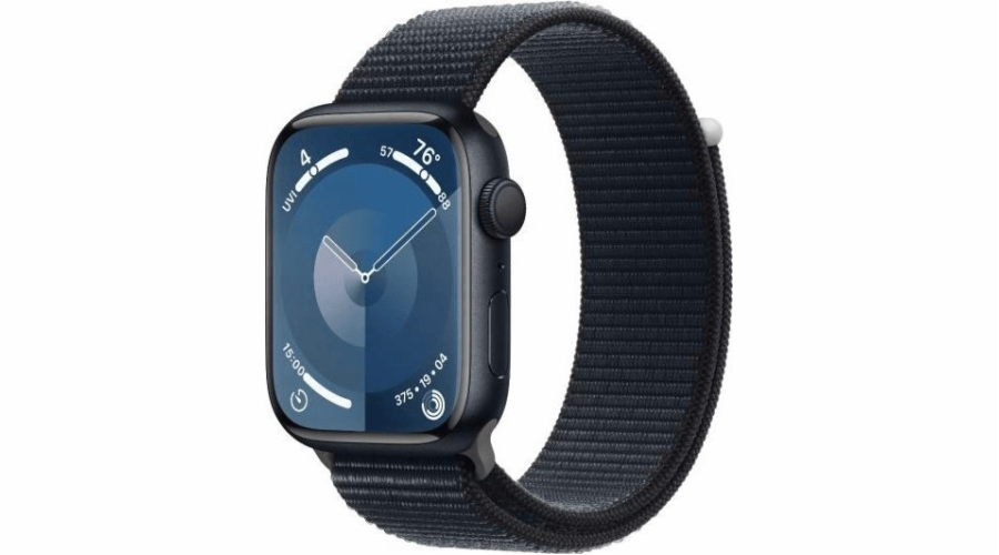 Chytré hodinky GPS Apple Watch Series 9, 45mm půlnoční hliníkové pouzdro s půlnočním sportovním páskem