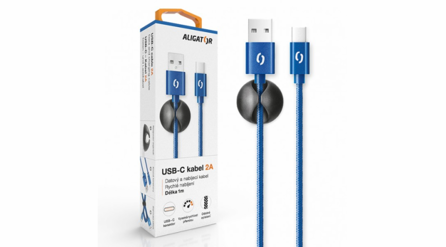 ALIGATOR datový kabel PREMIUM 2A, USB-C, modrá