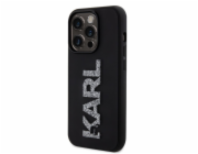 Karl Lagerfeld 3D Rubber Glitter Logo Karl Zadní Kryt pro iPhone 15 Pro Black
