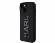 Karl Lagerfeld 3D Rubber Glitter Logo Karl Zadní Kryt pro iPhone 15 Black