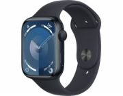 Apple Watch Series 9 GPS + mobilní chytré hodinky, 41mm půlnoční hliníkové pouzdro s půlnočním sportovním páskem – S/M