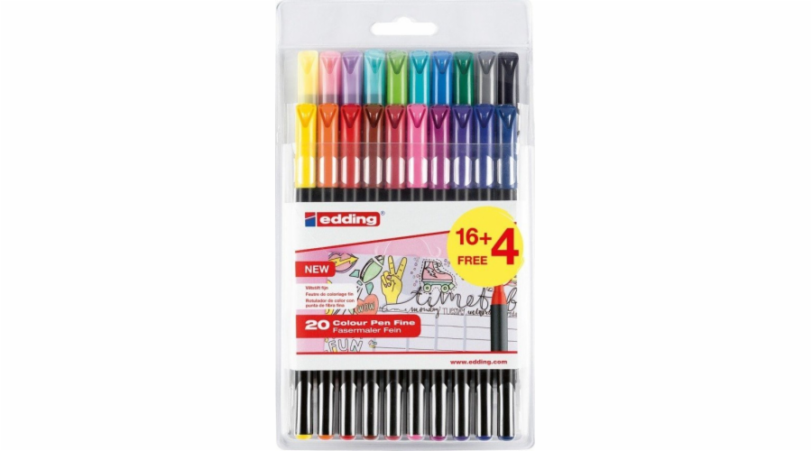 E-1200 EDDING pero s jemným hrotem, 1 mm, 20 ks, mix barev