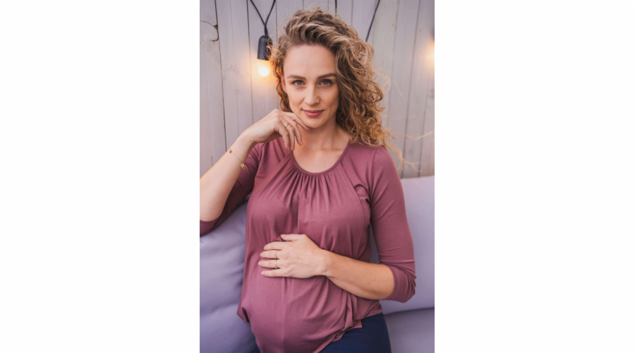 Těhotenské a kojící tričko Kangaroo milk & love růžovo hnědá