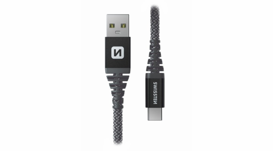 Swissten Datový kabel KEVLAR USB / USB-C 1,5 M ANTRACIT