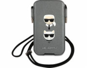 Karl Lagerfeld and Choupette Head Saffiano PU Pouch L Grey Stylová a praktická kapsa pro váš smartphone s logem světoznámé módní značky Karl Lagerfeld. Chrání telefon před poškozením a je i skvělým m