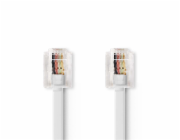 Nedis TCGB90200WT100 - Telefonní Kabel| RJ11 Zástrčka - RJ11 Zástrčka | Plochý |  10 m | Bílá