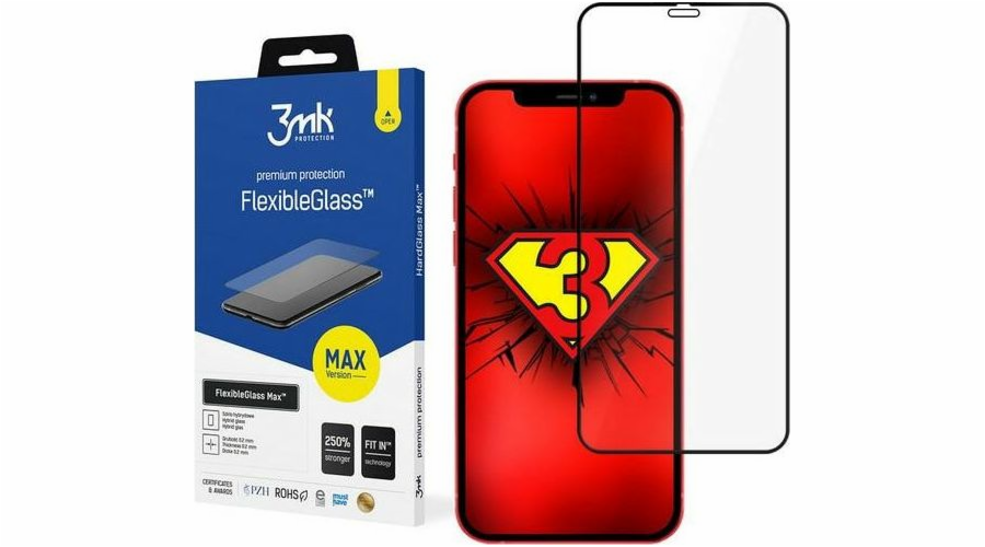3mk hybridní sklo FlexibleGlass Max pro Apple iPhone 12 / iPhone 12 Pro, černá