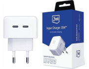3mk síťová nabíječka - Hyper Charger 35W, GaN, 2x USB-C (PD), bílá