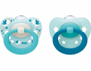 NUK Signature silikonový dudlík 2 ks 0-6 m ptáčci tyrkys Nuk