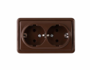 Dvojzásuvka VILMA SL+250, s vývodem, hnědá sp.