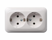 Dvojzásuvka LIREGUS ALFA, s vývodem, bílá sp.