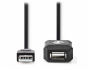 NEDIS prodlužovací aktivní kabel USB 2.0/ zástrčka USB-A - zásuvka USB-A/ černý/ bulk/ 5m