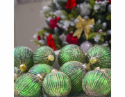 Christmas Touch ozdoby na vánoční stromeček, zelená, 8 cm, sklo