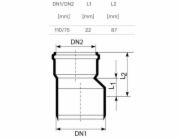 Magnaplast Vnitřní redukce odpadních vod HTR 110/75mm (11340)