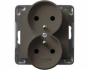 Ospel Sonata dvojitá zásuvka s uzemněním, čokoládová metalíza (GP-2RRZ/m/40)