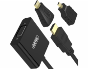Unitek AV adaptér HDMI Micro - HDMI HDMI - D-Sub (VGA) + Jack 3,5 mm HDMI Mini - HDMI černý (Y-6355)