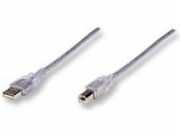 Manhattan USB-A – USB-B kabel USB 1,8 m stříbrný (333405)