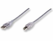 Manhattan USB-A – USB-B kabel USB 1,8 m stříbrný (333405)