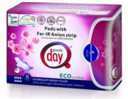 Gentle Day Ekologické hygienické vložky přes noc s aniontovým proužkem, 8 ks