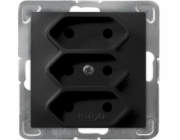Ospel IMPRESJA Trojzásuvka EURO černá metalíza GP-3Y/m/33