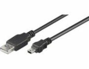 USB MicroConnect USB-A - miniUSB kabel 3 m černý (USBAMB53)