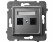 Ospel ARIA Dvojitá počítačová zásuvka, kat. 5e MMC, matná šedá GPK-2U/K/m/70
