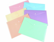 Složka na obálky, PP, C5, 185 x 238 x 0,18 mm, zapínání na patent, displej, mix pastel