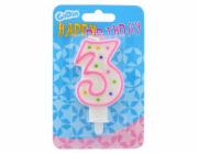 Narozeninová svíčka GoDan, číslo 3, s tečkami