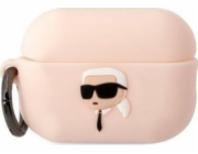 Karl Lagerfeld Case Karl Lagerfeld KLAP2RUNIKP kryt Apple AirPods Pro 2 růžový/růžový Silikonový Karl Head 3D