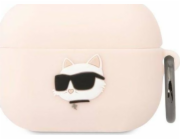 Pouzdro Karl Lagerfeld Karl Lagerfeld KLAPRUNCCHP kryt Apple AirPods Pro růžový/růžový Silikonová Choupette Head 3D