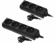 Domácí prodlužovací kabel AWTools černý 3 zásuvky 3,0 m s uzemněním (AW24671)