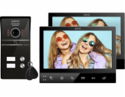 Eura Video interkom EURA VDP-80C5 - dvouřadý, černý, 2x LCD 7  , FHD, podpora 2 vstupů, 1080p kamera, RFID čtečka, povrchová montáž