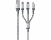 Wekome USB-A - USB-C + microUSB + Lightning kabel 1,2 m stříbrný (WK-WDC-170_SILVER)