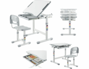 Mozos MOZOS DC-SET-GREY dětský psací stůl a polohovatelná židle pro děti 2-12 let
