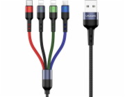 Usams USB-A - USB-C + microUSB + 2x Lightning kabel 3 m černý (63757-uniw)