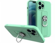 Silikonové pouzdro Hurtel Ring Case s držákem na prst a stojánkem pro iPhone 12 Pro Max mint