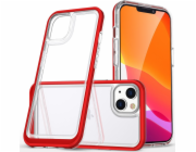 Silikonový kryt Hurtel Clear 3v1 pro iPhone 14 Plus s červeným rámečkem