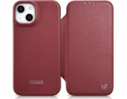 iCarer iCarer CE prémiové kožené pouzdro Folio iPhone 14 Plus kožené pouzdro s odklápěcím magnetickým MagSafe červeným (WMI14220715-RD)