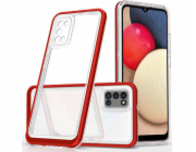 Pouzdro Hurtel Clear 3v1 pro Samsung Galaxy A03s (166) gelový kryt s rámečkem červený
