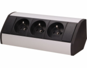 Orno Nábytková zásuvka 3x2P+Z, černá a stříbrná