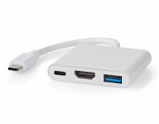 NEDIS USB 3.2 Gen 1 adaptér/ USB-C zástrčka - USB-A zásuvka - USB-C zásuvka/ výstup HDMI/ bílý/ box/ 10 cm
